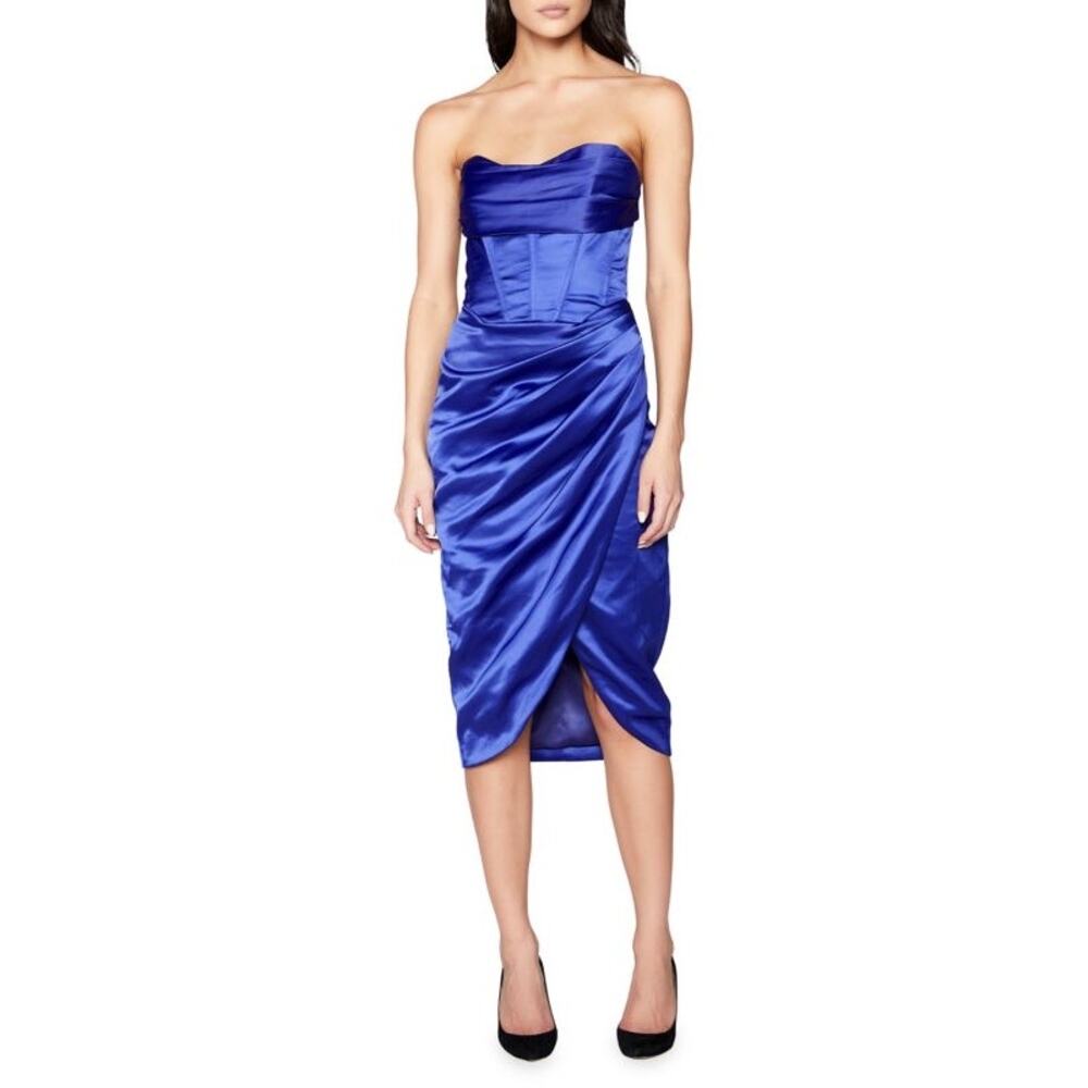 Bardot Jamila Corset Cocktail Dress Cobalt Blue Size 4 NWT Wedding Guest